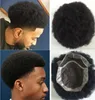 Men Hair System Wig Men Hairpieces Afro Hair Toupee Lace Front Mono NPU Toupee Jet Black European Virgin Human Hair Replacement for Men