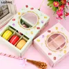 20x Drawer Lid Macaroon Paper Gift Box with Window 6 Grids Wedding Party Paper Box For Cake Packaging Candy Cookies Cupcake