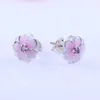 Pink magnolia Stud Earrings Original Box for Pandora 925 Sterling Silver Women Girls flowers Earrings retail Box sets