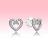 Echte 925 sterling zilveren liefde hart oorbel huwelijksgeschenk sieraden voor Pandora CZ Diamond harten stud oorbellen met originele doos