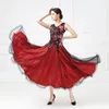 2019 NEW Adult/Girls Ballroom Dance Dress women Modern Waltz Standard Competition Dance Dress Red Sexy Lace Flower Printed Sleeveless Dress