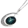 Colliers à breloques bijoux du vendredi noir collier en argent avec cabochon en verre creux motif étoile collier pendentif lune