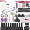 Nagelkit Manicure Set 120W / 80W / 54W UV-lamp met 10 stks Gelvernis Set Nail Boor Machine Art Tool Top Base Coat