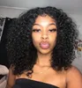 Kvinnors Nya Frisyr Mjuk Afro Long Kinky Curly Wig Simulering Mänsklig Hår Svart Curly Wig Middle Part I lager