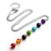 7 Collana con ciondolo di perle di chakra con pietre vere - Collane a catena a forma di Y di Mala - Collana di yoga con perline di energia di guarigione di Chakra Reiki DHL Free