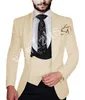 Classic One Button Handsome Groomsmen Sjal Lapel Groom Tuxedos Män Passar Bröllop / Prom Best Man Blazer (Jacka + Byxor + Vest + Slips) W154