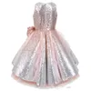 2022 Brillant Paillettes Fleur Filles Robes Sans Manches Tulle À Niveaux TuTu Pageant Robes Magnifique Puffy Prom289V