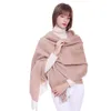 Wholesale-New high quality double-sided solid color wool scarf ladies cashmere shawl men plain cashmere shawl blanket