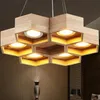 Loft Wood Pendant Lamp Honeycomb Chandeliers Nordic Antique Wooden Founded On Solid Wood Light Bar Coffee Shop Small Chandeliers L292a