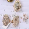 Gold And Silver Plated Gemstone Alloy Ring With Rhinestones Women Fashion Pearls Rings Micro Insert Mix Different Models9603046