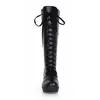 Hot Sale-Stor Storlek 48 Kvinnor Varm Vinter Stövlar Lace-up Square Heel Boots Knä High Round Toe Cosplay Slim Lady Lång