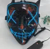 10 färger LED glödande mask halloween party ljus upp cosplay glödande i den mörka masken skräck glödande mask kka7536