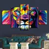 Modern canvas olieverfschilderij voor bank wanddecoratie 5 stuks Set decoratieve prints Foto's van dierenkleur Leeuw Wall Art Home Dec2855499