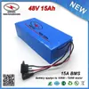 Top Classic PVC CASED 700W Electric Backed Battery 48V 15AH gebouwd in 3.7v 2200mAh 18650 Cel 15A BMS met oplader gratis verzending