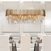 Phube Lighting Lampadario di cristallo moderno Lampade a sospensione ovali in oro di lusso Sospensione per sala da pranzo LED Lustres LLFA