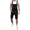 Men's Ripped Jeans Jumpsuits Shorts Summer Hi Street Distressed Denim Bib Overalls For Man Suspender Pants2698