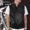 2019 Men PU Leather Vest Black Moto & Biker Hip Hop Punk bomber Waistcoat Male Spring Standing collar Sleeveless Jacket 5XL