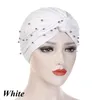 Fascia per donna Musulmana Hijab Islamico Jersey Perline Berretto Pieghettato Elastico Turbante Cappello Nodo Avvolgere la testa Accessori per capelli