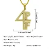 Золотое посеребренное покрытие 4PF кулон ожерелье замороженные лабораторные алмазные буквы номер DJ рэпер ювелирные изделия уличные стиль цепь WY076