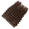 # 4 Vorgefärbte tiefe Welle Remy Human Hair-Bündel mit Spitze-Top-Verschluss 4x4