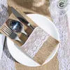 Decoração de casamento ao ar livre juta país corredor de mesa de serapilheira Hessian laço de serapilheira