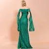 Evening dress Yousef aljasmi Slash Neck Mermaid Sequins Zipper Woman's shoulder flounce dress long Sleeve