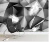carta da parati per pareti 3 d per soggiorno Moderno e minimalista grigio atmosferico 3D tridimensionale geometrico piuma divano parete di sfondo TV