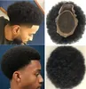 4mm Afro cheveux Mono dentelle toupet pour les joueurs de basket-ball et les fans brésiliens vierges remplacement de cheveux humains Kinky Curl hommes perruque Shi2353799