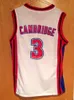 Maillot Cambridge #3 comme Mike LA Knights, maillot de basket-ball du film, blanc et rouge, nom, numéro, Logo
