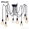 Zwart Wit Kabel E27 Hanglamp Industrieel Opknoping Lamp Hotel Office Store Restaurant Booth Spider Suspension Lighting