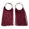 Free Shipping Navy Dark Red Exaggerated European And American Style Long Tassel Hoop Earring