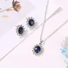 Модный свадебный комплект ювелирных изделий с кристаллами, серьги-гвоздики, ожерелье, комплект с подвеской из кубического циркония для женщин3217037
