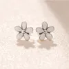 Partihandel-Daisy Flower Stud Örhängen för Pandora Real 925 Sterling Silver Högkvalitativa Ladies Födelsedagspresent Stud Örhängen