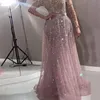 Robe longue de soirée en maille pour femmes, élégante, manches longues, taille haute, paillettes brillantes, robe de mariée brillante, de haute qualité, 2020