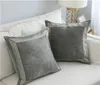 Copertina di cuscino blu grigio in velluto ricamato 45x45/60x60 cm cuscini decorativi per la casa per divano letto morbido cuscino da lancio fonda cojin