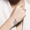 Ny 925 Sterling Silver CZ Diamant Family Tree Pendant Chain Halsband Logo Originalbox för Pandora Crystal Halsband för kvinnor Män