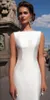 Enkla sjöjungfrun bröllopsklänningar 2019 Bateau båthals ärmlös monterad lång sjöjungfru med löstagbar tåg båge v rygg plus storlek brudklänningar