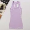 Lu Lu Lemen Outfits Sexiga kvinnor Yoga Tank Topps Elastic Spandex Cool Racer T Shirt Material KLÄDER Running Sports Fitness Vest Clothes