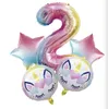 18 Inches Unicorn Balloons Letter Number Aluminum Foil Balloons Helium Ballons Birthday Decoration Wedding Air Balloon Party Supplies