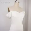 Robe de mariée en Satin Simple, gaine Pure, robe de mariée de haute qualité, épaules dénudées, matériau en Spandex, Train Court5536418