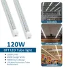 8ft LED-butiksljus, 120W, 12000lm, 6500k, Triple Row d Form, uppgradering T8 Integrerad LED-rörlampa, Kallvitt, Klar lock, Höjdutgång