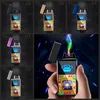 Electronic Cigarette Lighter Windproof Double Fire Cross Twin Arc Pulse Electric Arc Colorful Usb Charge Lighters 5 Colors VT0637