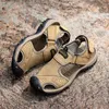 Heißer Verkauf-Herren Große Größe Wandern Echtes Leder Sandalen Geschlossene Zehen Fisherman Strand Schuhe Mode 2018 NEUE HEISSE