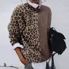 Camisa das mulheres leopard patchwork camisa colar camisola mulheres inverno quente kwholesale fêmea fêmea batwing longo luva pullover tops xxl