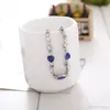 Ocean Blue Bracelets Sliver Plated Crystal Rhinestone Heart Charm Bracelet Bangle Gift Jewelry Charm Bracelets