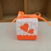 Cukierki Pudełka na Wesel Urodziny Festiwal Podwójny Hollow Love Heart Laser Cut Wrap Papier Papier Case Z Wstążką Boże Narodzenie XD22057