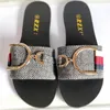 Hot Sale-Women Designer Shoes Luxury Slide Summer Slippers Fashion Slippery Thick Sandals Metal Buckle Stripes Flip Flops Slippers Q-162