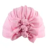 Baby tjejer hår tillbehör tre båge knut turban kepsar nyfödda toddler huvudband beanie hatt headwrap hårband hattar kimter-m863f