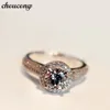 Choucong marque bague pavé réglage diamant cristal 925 en argent sterling fiançailles bague de mariage anneaux pour les femmes bijoux de mode