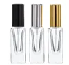 1000 stks / partij 4ml Mini Glas Parfum Flessen Travel Spray Atomizer Lege Parfum Fles met Black Gold Silver Spray Cap SN2462
